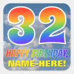 [ Thumbnail: Rainbow Look "32" & "Happy Birthday", Clouds, Sky Sticker ]