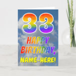[ Thumbnail: Rainbow Look "33" & "Happy Birthday", Clouds, Sky Card ]