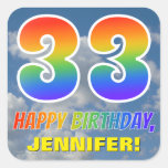 [ Thumbnail: Rainbow Look "33" & "Happy Birthday", Clouds, Sky Sticker ]