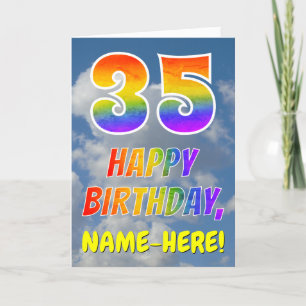 Rainbow Look "35" & "HAPPY BIRTHDAY", Clouds, Sky Card