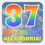 [ Thumbnail: Rainbow Look "37" & "Happy Birthday", Clouds, Sky Sticker ]