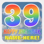 [ Thumbnail: Rainbow Look "39" & "Happy Birthday", Clouds, Sky Sticker ]