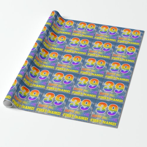 Rainbow Look 39  HAPPY BIRTHDAY Clouds Sky Wrapping Paper