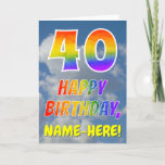 [ Thumbnail: Rainbow Look "40" & "Happy Birthday", Clouds, Sky Card ]