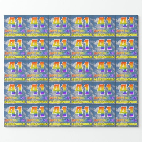 Rainbow Look 41  HAPPY BIRTHDAY Clouds Sky Wrapping Paper