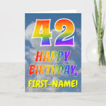 [ Thumbnail: Rainbow Look "42" & "Happy Birthday", Clouds, Sky Card ]