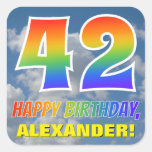 [ Thumbnail: Rainbow Look "42" & "Happy Birthday", Clouds, Sky Sticker ]