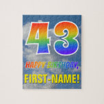 [ Thumbnail: Rainbow Look "43" & "Happy Birthday", Cloudy Sky Jigsaw Puzzle ]