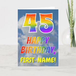 Rainbow Look "45" & "HAPPY BIRTHDAY", Clouds, Sky Card