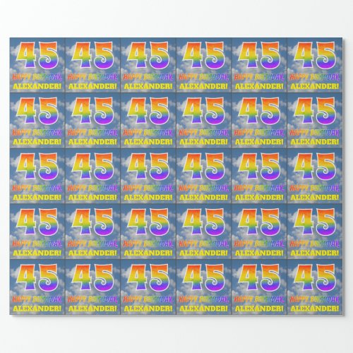 Rainbow Look 45  HAPPY BIRTHDAY Clouds Sky Wrapping Paper