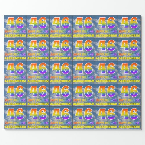 Rainbow Look 46  HAPPY BIRTHDAY Clouds Sky Wrapping Paper