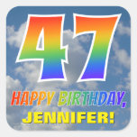 [ Thumbnail: Rainbow Look "47" & "Happy Birthday", Clouds, Sky Sticker ]