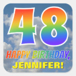 [ Thumbnail: Rainbow Look "48" & "Happy Birthday", Clouds, Sky Sticker ]