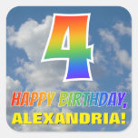 [ Thumbnail: Rainbow Look "4" & "Happy Birthday", Clouds, Sky Sticker ]