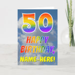 [ Thumbnail: Rainbow Look "50" & "Happy Birthday", Clouds, Sky Card ]