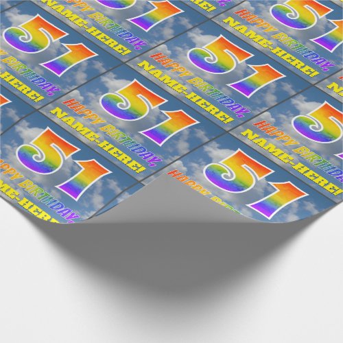 Rainbow Look 51  HAPPY BIRTHDAY Clouds Sky Wrapping Paper