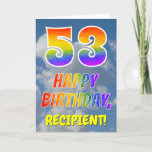 [ Thumbnail: Rainbow Look "53" & "Happy Birthday", Clouds, Sky Card ]
