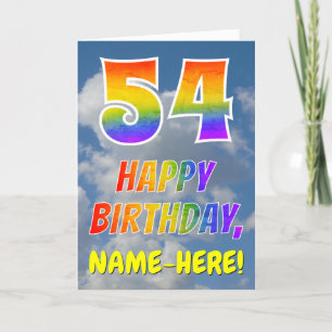 Rainbow Look "54" & "HAPPY BIRTHDAY", Clouds, Sky Card