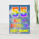[ Thumbnail: Rainbow Look "55" & "Happy Birthday", Clouds, Sky Card ]