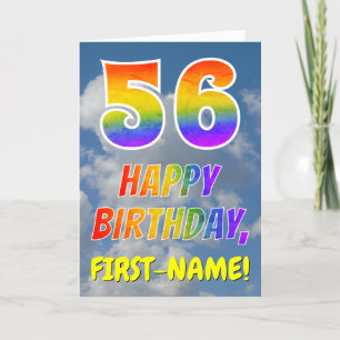 Rainbow Look "56" & "HAPPY BIRTHDAY", Clouds, Sky Card