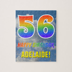 Rainbow Look "56" & "HAPPY BIRTHDAY", Cloudy Sky Jigsaw Puzzle