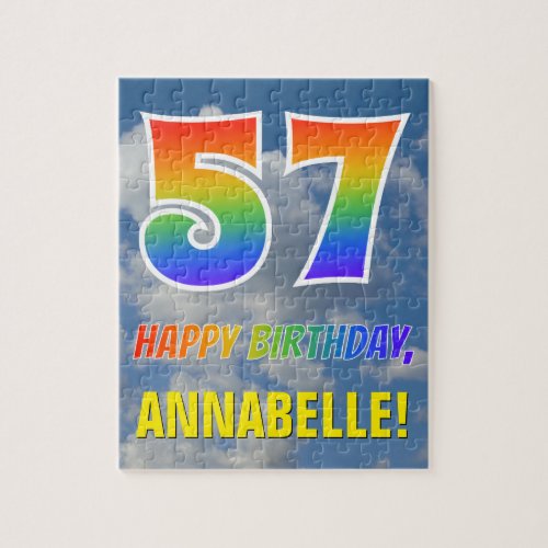 Rainbow Look 57  HAPPY BIRTHDAY Cloudy Sky Jigsaw Puzzle