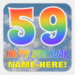 [ Thumbnail: Rainbow Look "59" & "Happy Birthday", Clouds, Sky Sticker ]