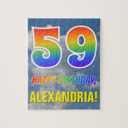 Rainbow Look 59  HAPPY BIRTHDAY Cloudy Sky Jigsaw Puzzle