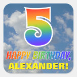 [ Thumbnail: Rainbow Look "5" & "Happy Birthday", Clouds, Sky Sticker ]