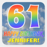 [ Thumbnail: Rainbow Look "61" & "Happy Birthday", Clouds, Sky Sticker ]