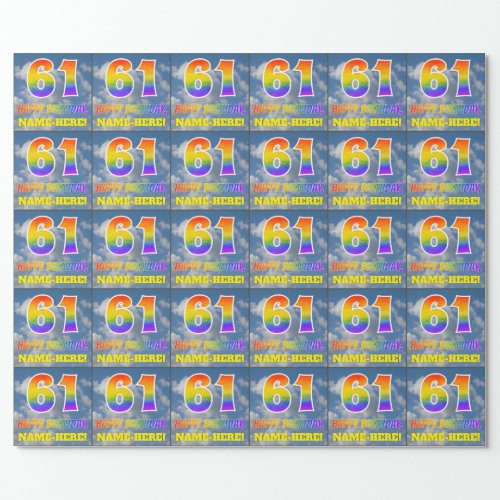 Rainbow Look 61  HAPPY BIRTHDAY Clouds Sky Wrapping Paper