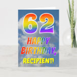 [ Thumbnail: Rainbow Look "62" & "Happy Birthday", Clouds, Sky Card ]