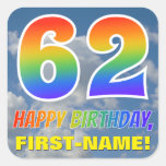 [ Thumbnail: Rainbow Look "62" & "Happy Birthday", Clouds, Sky Sticker ]