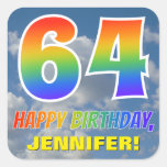 [ Thumbnail: Rainbow Look "64" & "Happy Birthday", Clouds, Sky Sticker ]