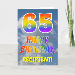 Rainbow Look "65" & "HAPPY BIRTHDAY", Clouds, Sky Card