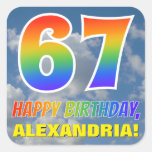 [ Thumbnail: Rainbow Look "67" & "Happy Birthday", Clouds, Sky Sticker ]