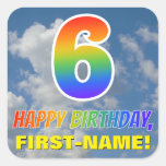 [ Thumbnail: Rainbow Look "6" & "Happy Birthday", Clouds, Sky Sticker ]