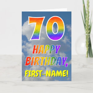 Rainbow Look "70" & "HAPPY BIRTHDAY", Clouds, Sky Card