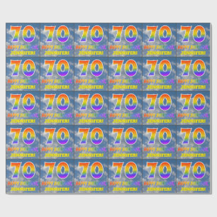 Rainbow Look "70" & "HAPPY BIRTHDAY", Clouds, Sky Wrapping Paper