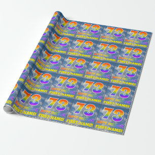 Rainbow Look "73" & "HAPPY BIRTHDAY", Clouds, Sky Wrapping Paper