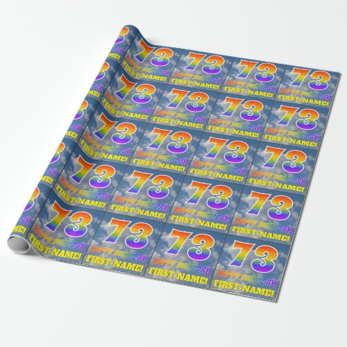Rainbow Look 73  HAPPY BIRTHDAY Clouds Sky Wrapping Paper