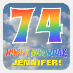[ Thumbnail: Rainbow Look "74" & "Happy Birthday", Clouds, Sky Sticker ]