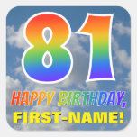 [ Thumbnail: Rainbow Look "81" & "Happy Birthday", Clouds, Sky Sticker ]