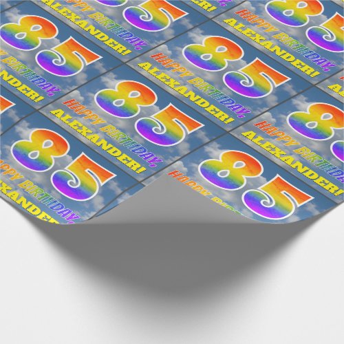 Rainbow Look 85  HAPPY BIRTHDAY Clouds Sky Wrapping Paper