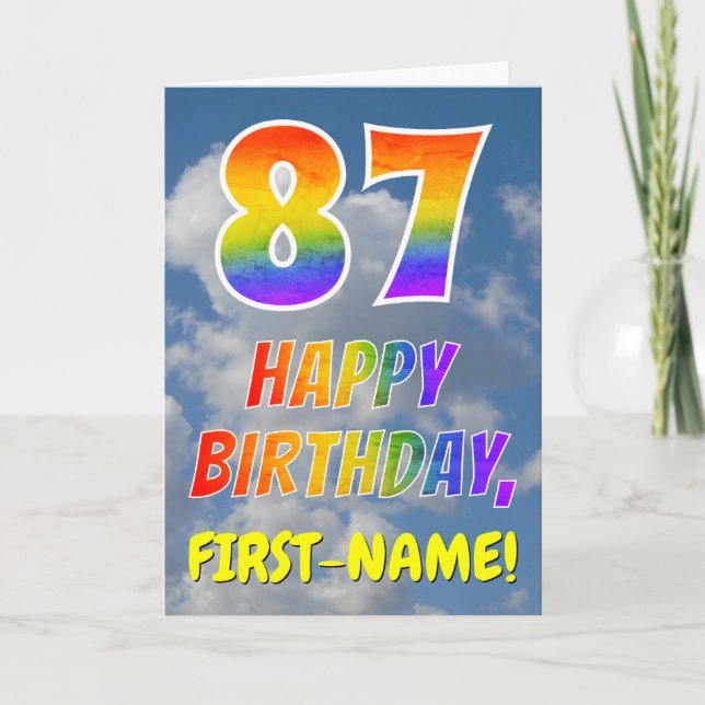 Rainbow Look "87" & "HAPPY BIRTHDAY", Clouds, Sky Card (Front)
