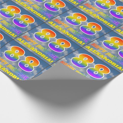 Rainbow Look 88  HAPPY BIRTHDAY Clouds Sky Wrapping Paper