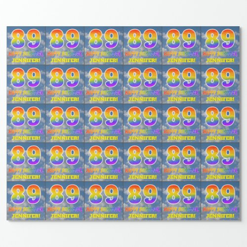 Rainbow Look 89  HAPPY BIRTHDAY Clouds Sky Wrapping Paper