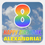 [ Thumbnail: Rainbow Look "8" & "Happy Birthday", Clouds, Sky Sticker ]