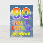 [ Thumbnail: Rainbow Look "90" & "Happy Birthday", Clouds, Sky Card ]