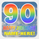 [ Thumbnail: Rainbow Look "90" & "Happy Birthday", Clouds, Sky Sticker ]